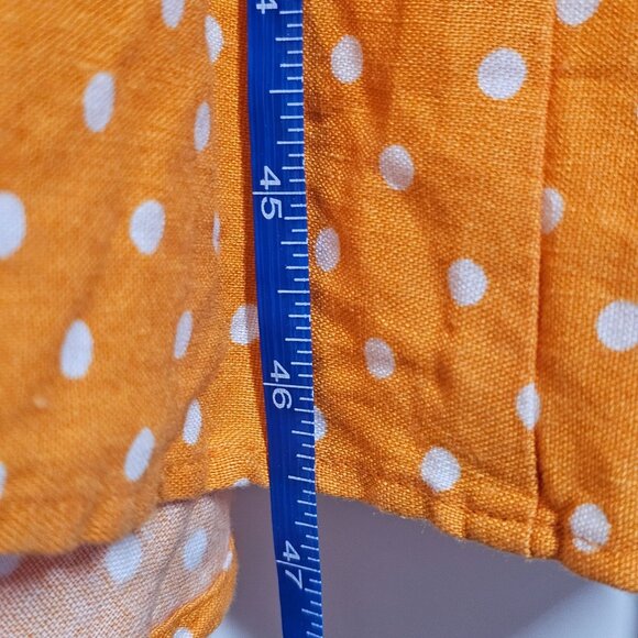 Rachel Parcell Orange Polka Dot V-Neck Linen-Blend Button-Down‎ Midi Dress XXL - Picture 11 of 12